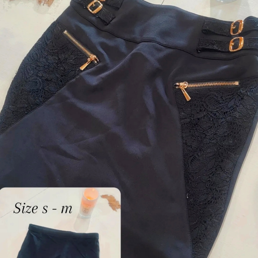 Black Mini Midi Skirt Black M